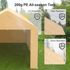 Morngardo Carport 10'x20' Heavy Duty Car Canopy Portable Garage with Removable Sidewalls & Doors for Truck Boat Car Port, Party, Storage
